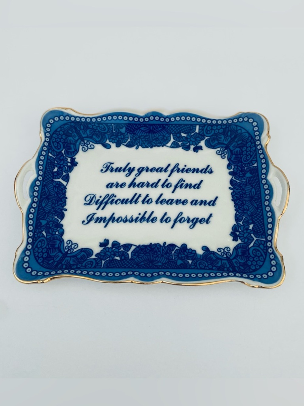 Vintage GODINGER & CO Blue and White
Porcelain Tray Trinket Dish